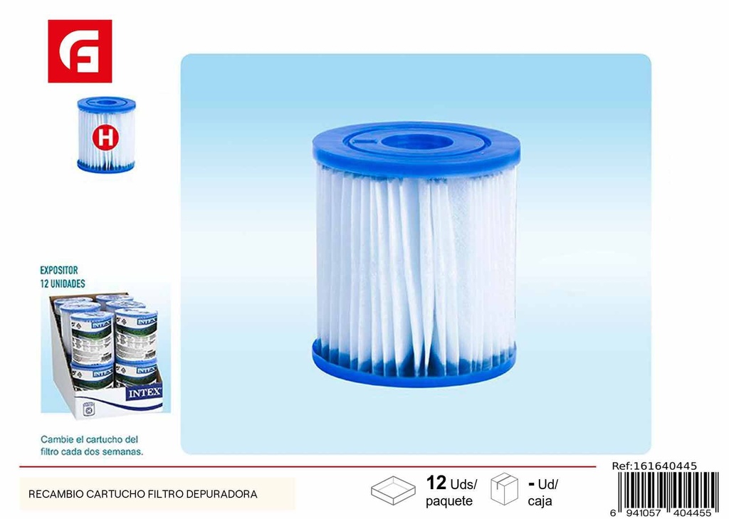 Recambio cartucho filtro depuradora - Productos de verano y filtros para piscina