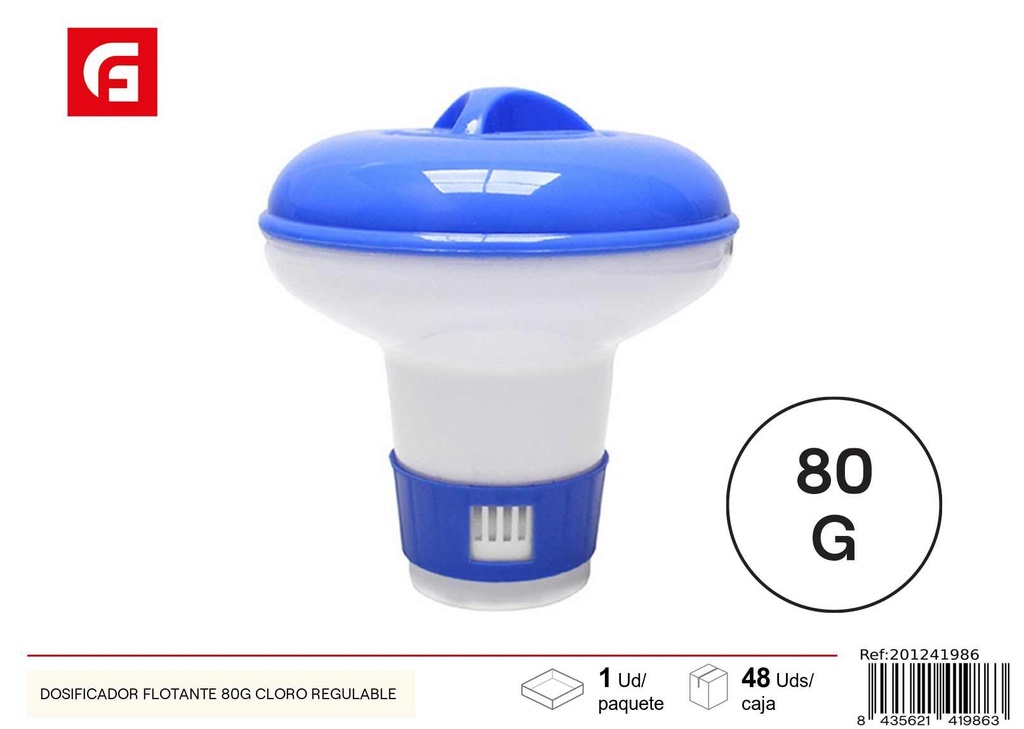 Dosificador flotante de químicos para piscina 80g regulable - Accesorios de piscina