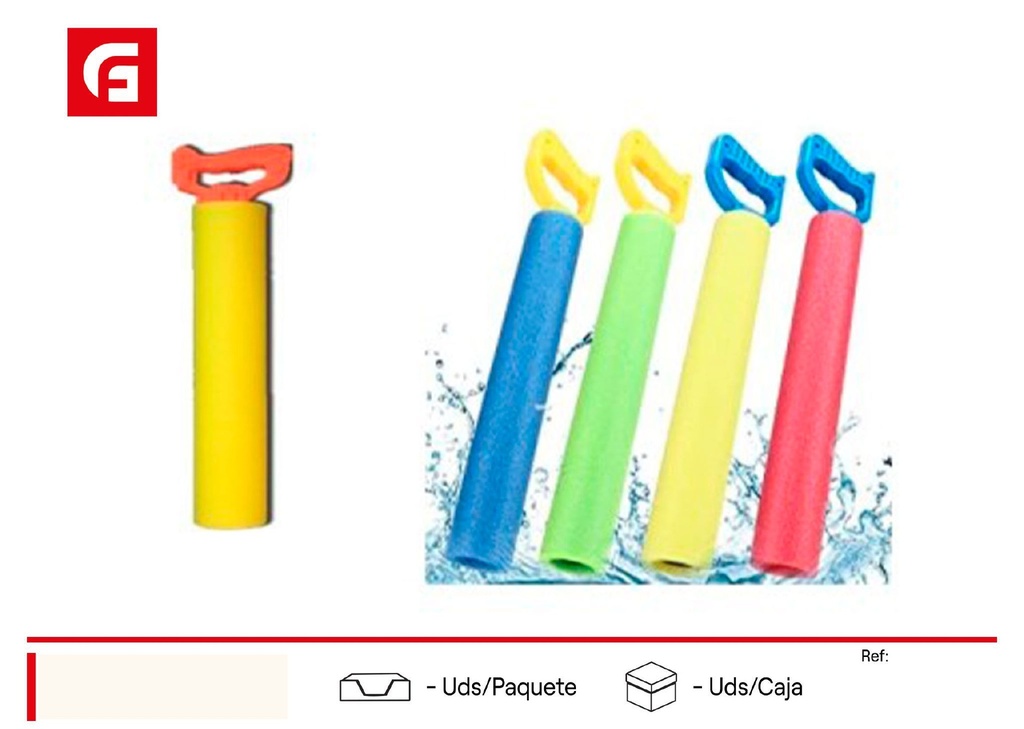 Lanzador de agua 5*40 cm con asa plástica - Juguetes de verano y pistolas de agua