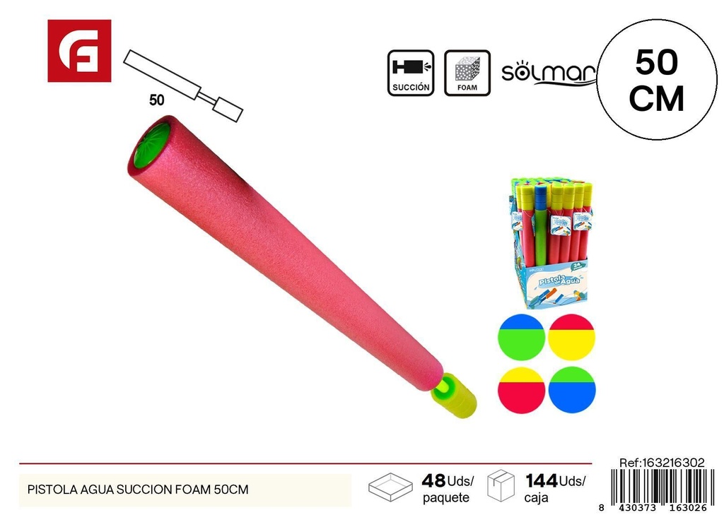Pistola de agua succión foam 50 cm - Juguetes acuáticos para el verano