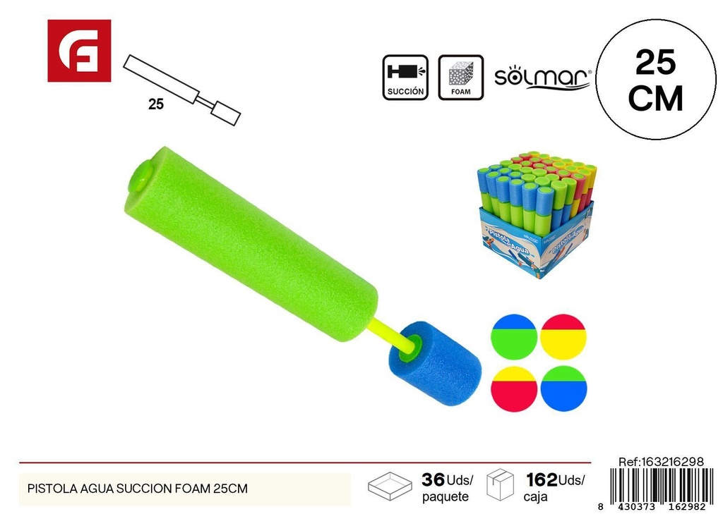 Pistola de agua succión foam 25 cm - Juguetes de agua para el verano