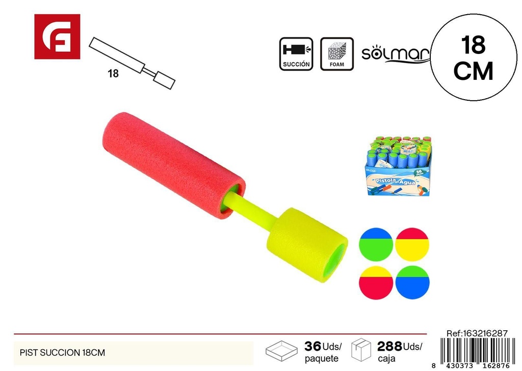 Pistola de agua succión 18 cm - Juguetes acuáticos para el verano