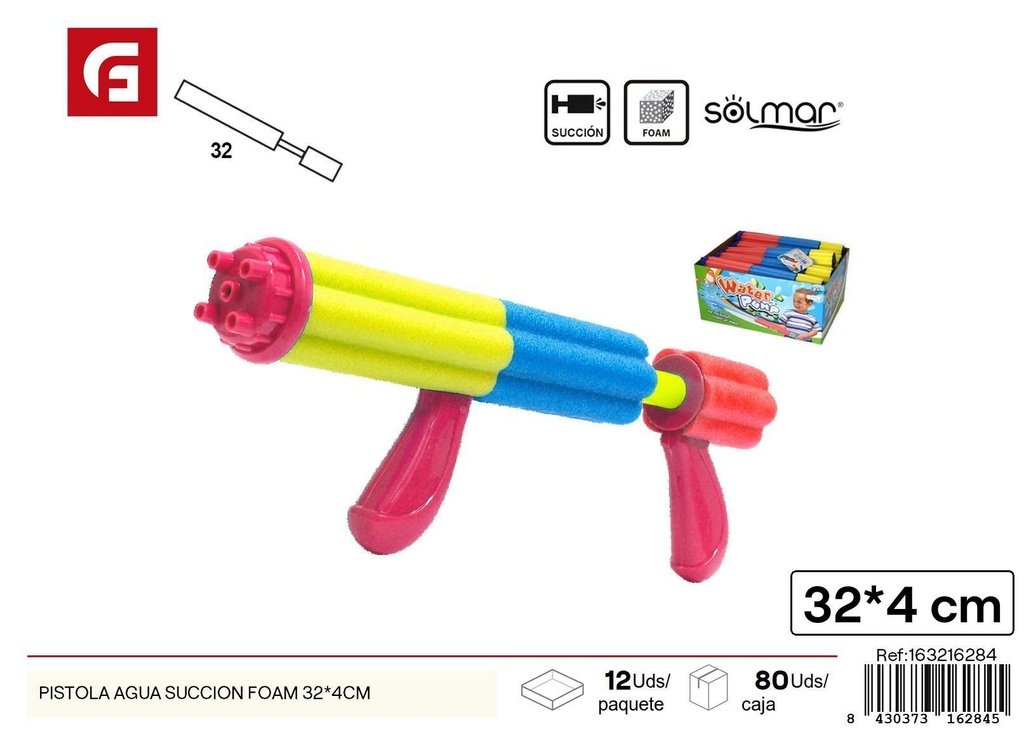 Pistola de agua succión foam 32x4 cm - Juguetes de verano acuáticos