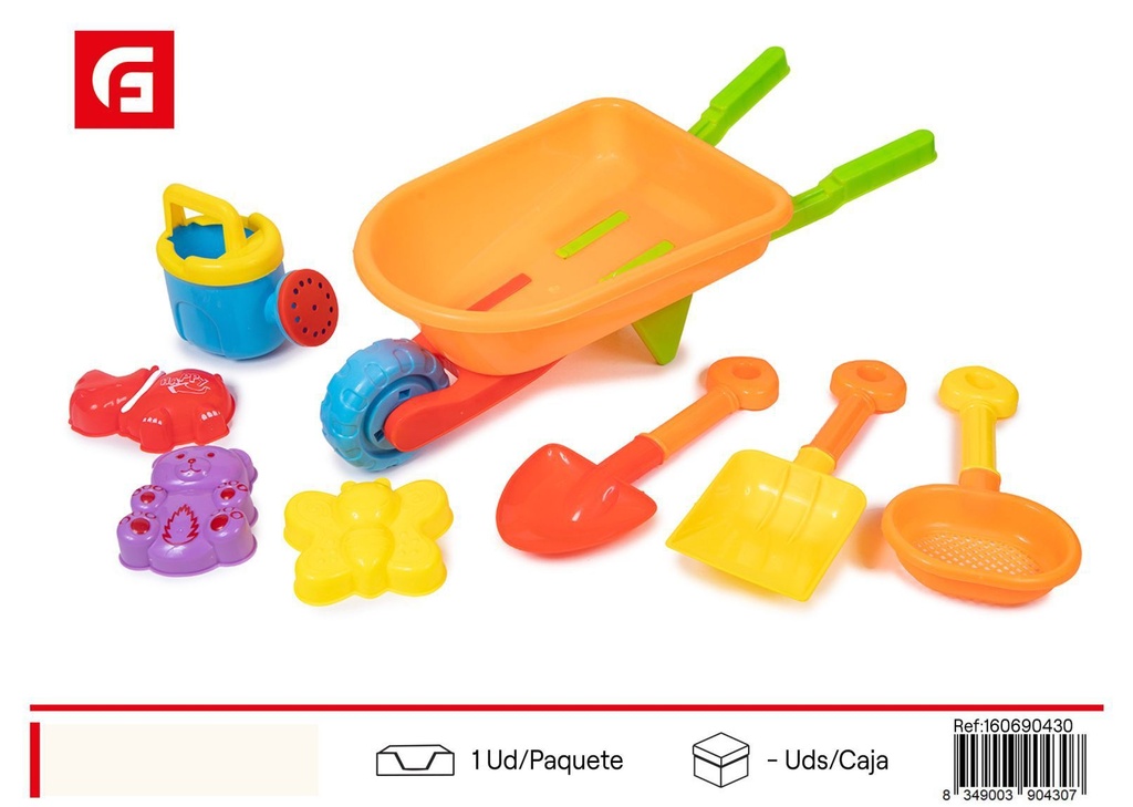 Carretilla con accesorios en rojo - Juguetes de verano y juegos de playa