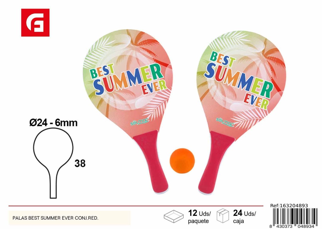 Raquetas de playa Best Summer Ever con red - Accesorios de verano y entretenimiento