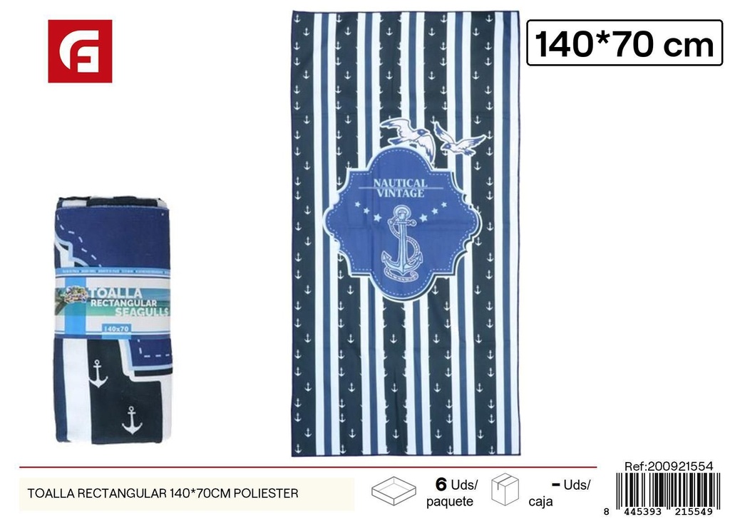 Toalla rectangular de 140x70cm de poliéster - Toallas de playa para verano