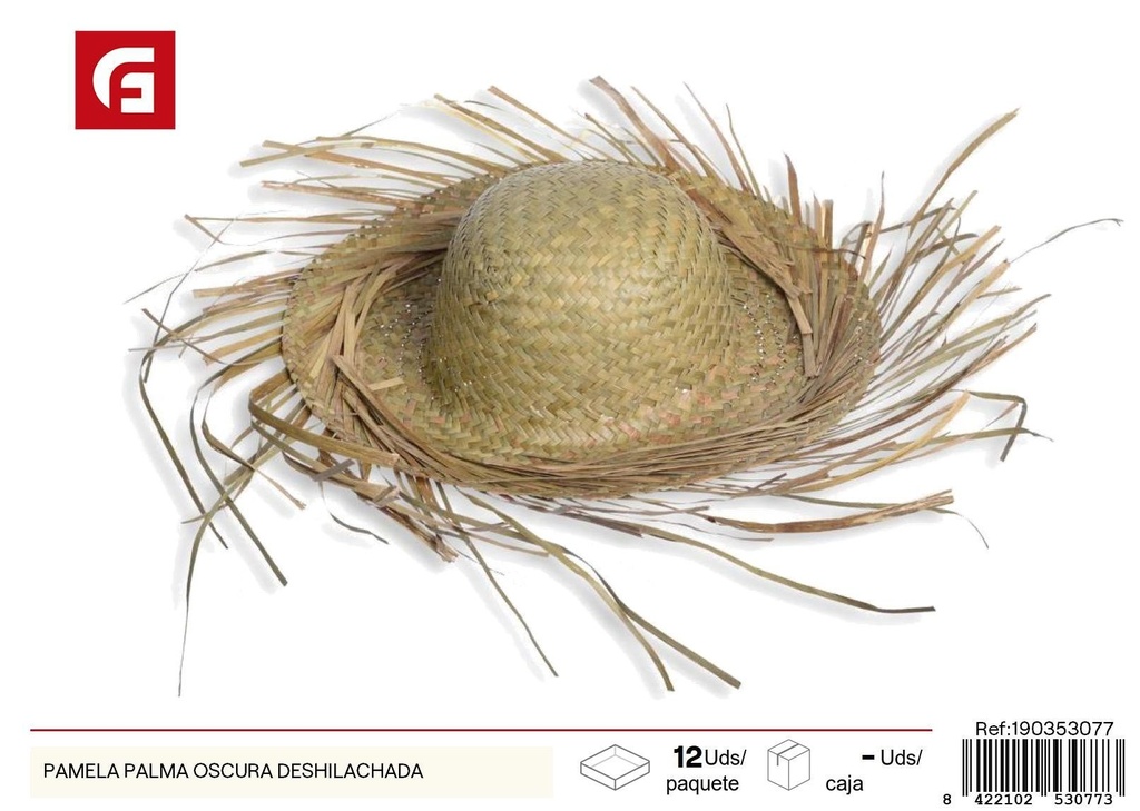 Pamela palma oscura deshilachada - Sombreros de verano y accesorios