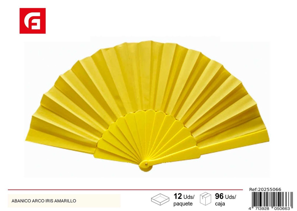 Abanico arco iris amarillo - Accesorios de verano y abanicos