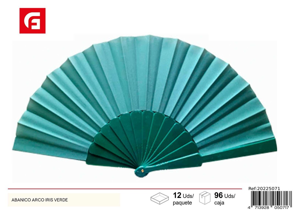 Abanico arco iris verde - Accesorios de verano y abanicos