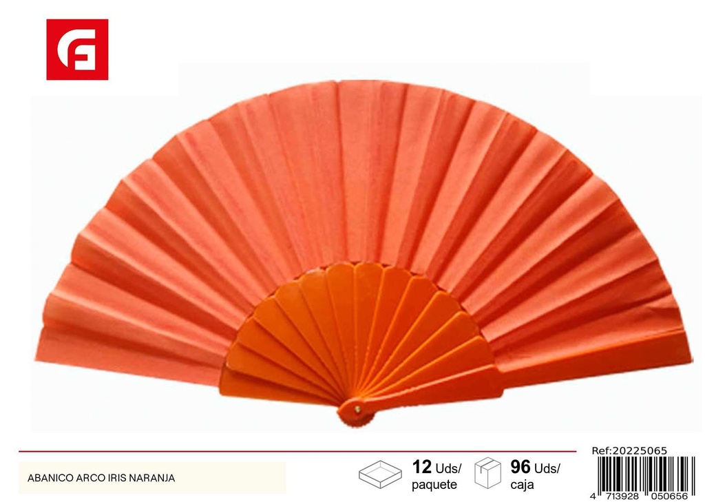Abanico arco iris naranja - Accesorios de verano y abanicos