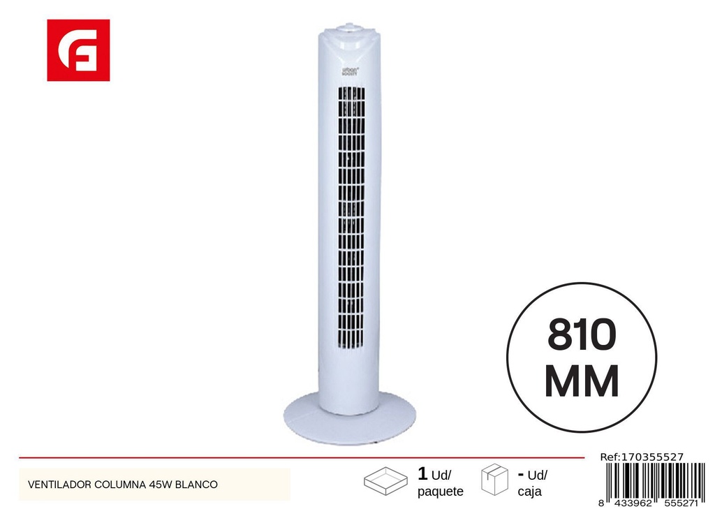 Ventilador de columna blanco 45W - Ventilación y equipos de verano
