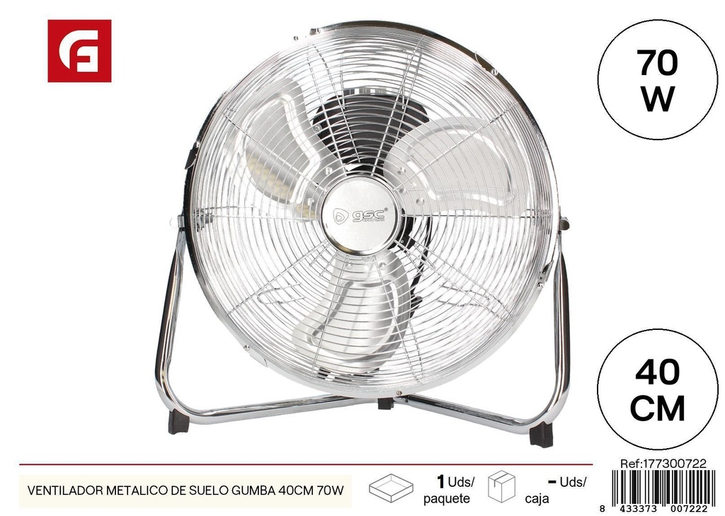  Ventilador de suelo metálico modelo Gumba 40 cm 70W - Productos de verano y refrigeración