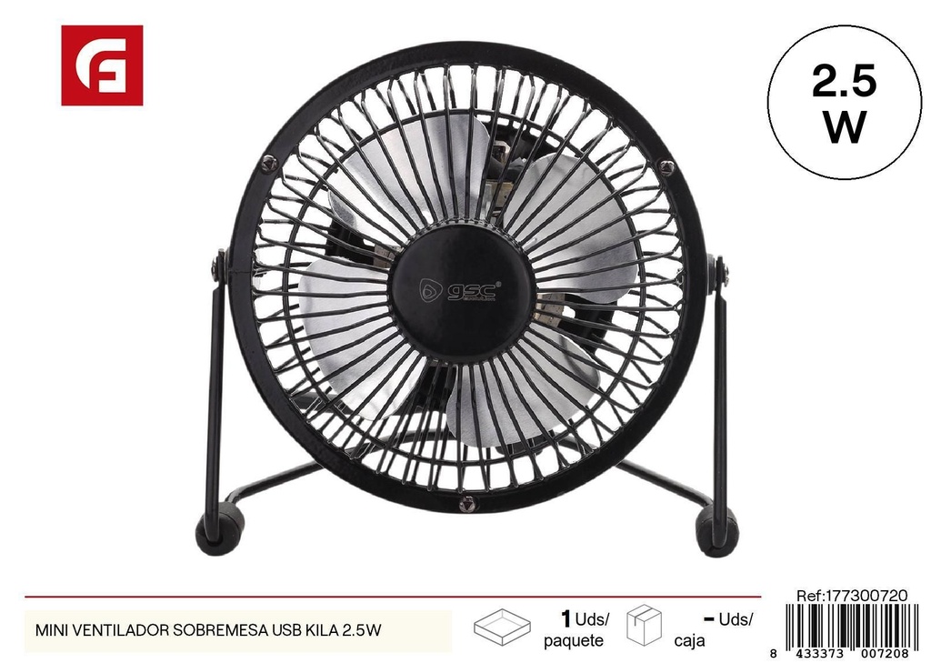 Mini ventilador de sobremesa USB Kila 2.5W - Ventiladores portátiles y accesorios de verano