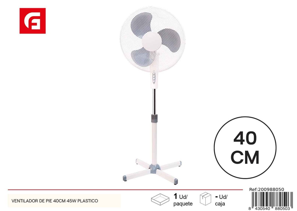 Ventilador de pie 40 cm 45W plástico - Electrodomésticos para el verano