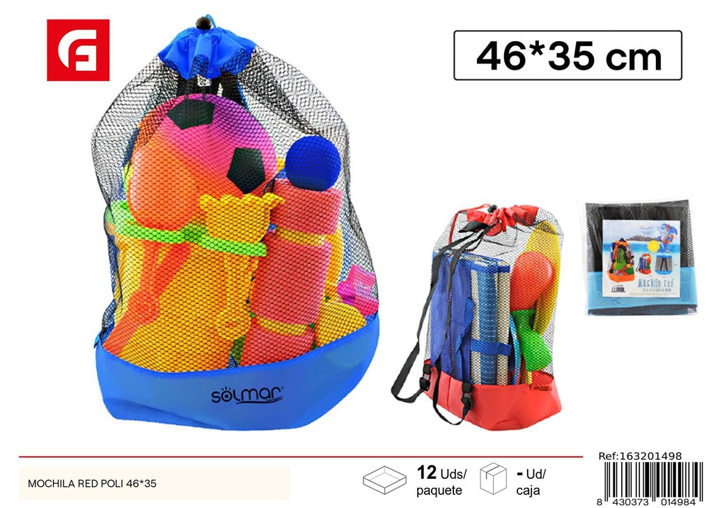 Mochila roja poliéster 46x35 cm - Verano