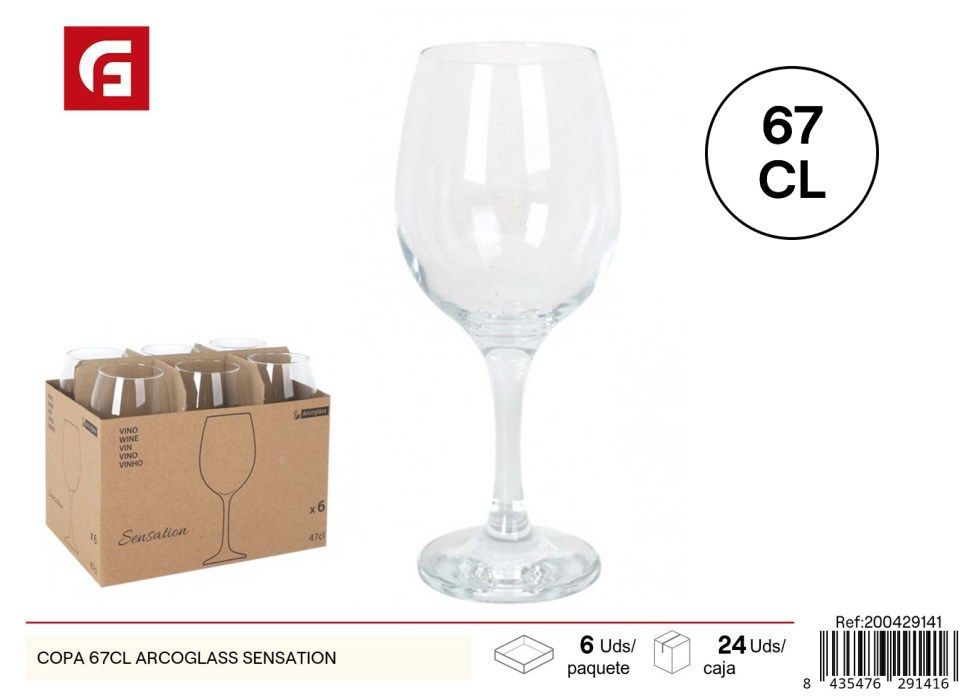 Copa de vidrio 67cl ArcoGlass Sensation - Utensilios de cocina y bazar