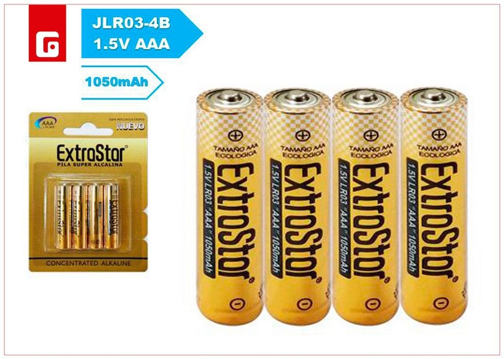 Pilas LR03 1.5V Blister 4 pcs CJ240 - Accesorios eléctricos