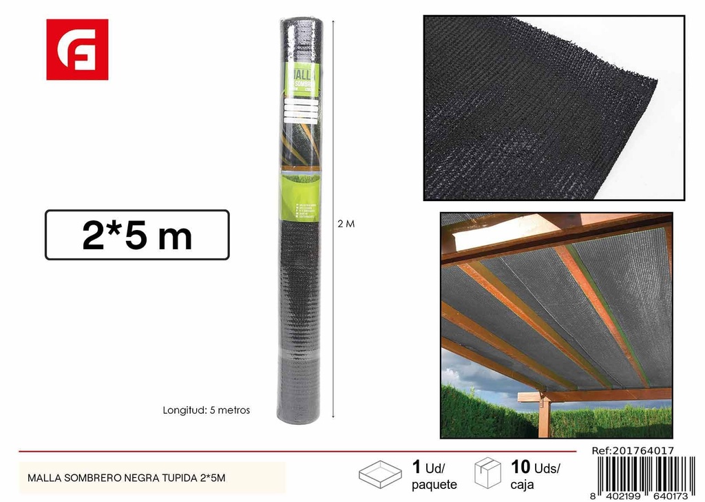 Malla sombrero negra tupida 2x5 m - Protección y sombra para tus plantas