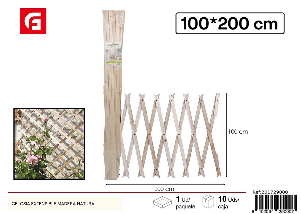 Celosía extensible de madera natural - Estilo para tus espacios exteriores
