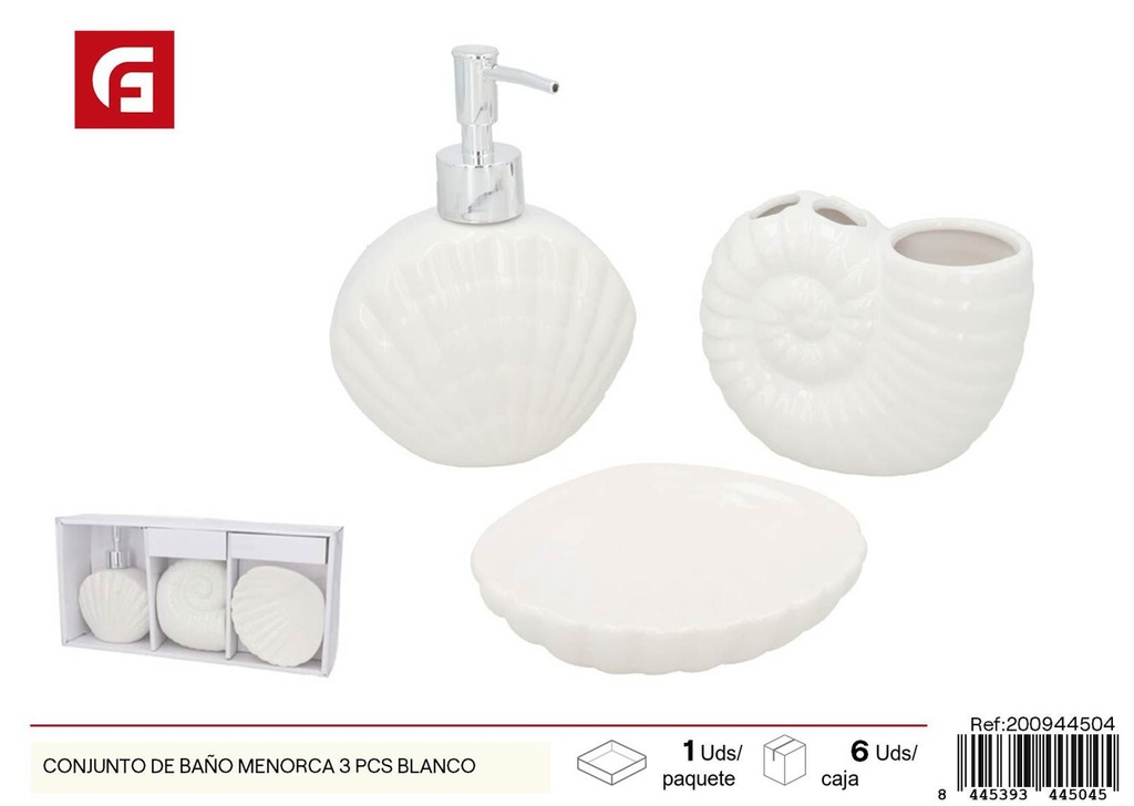 Conjunto de baño Menorca 3 pcs blanco - Accesorios para baño