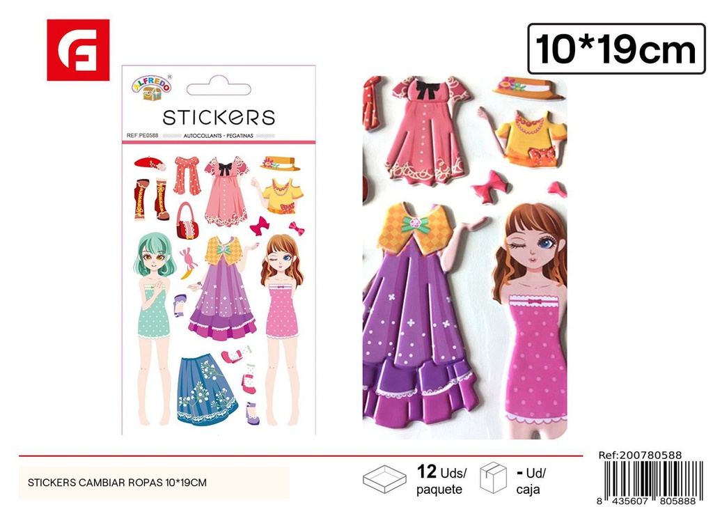 Stickers cambiar ropas 10*19 cm - Manualidades y papelería