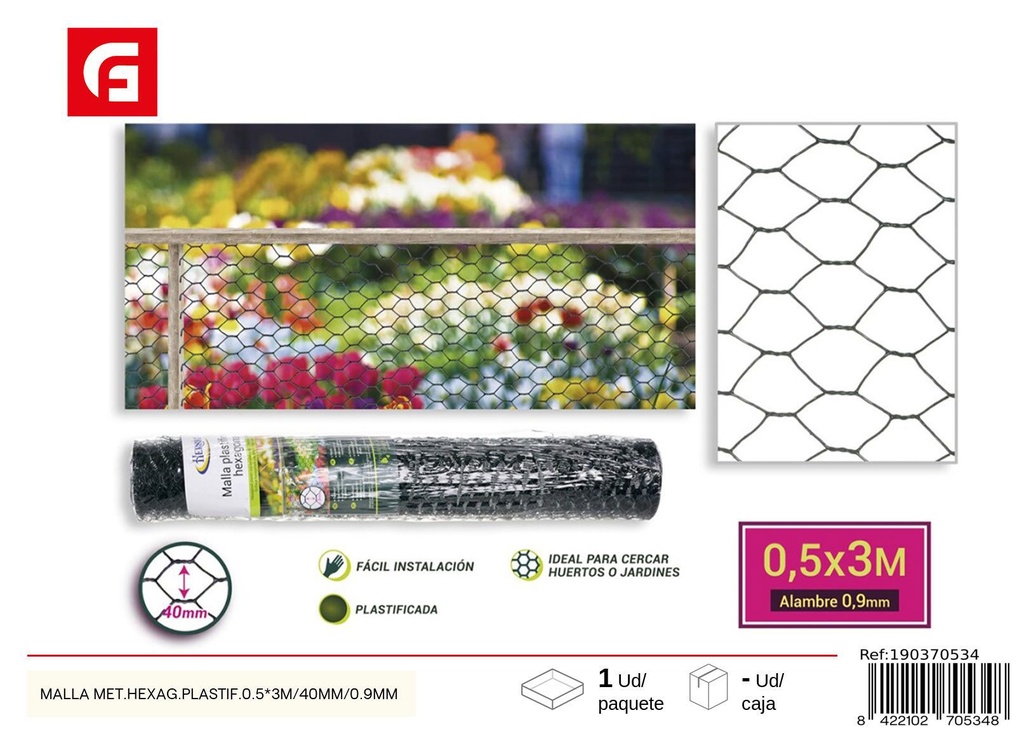 Malla plástica hexagonal 0.5*3m con 40mm de agujero y 0.9mm de diámetro - Accesorios para jardín