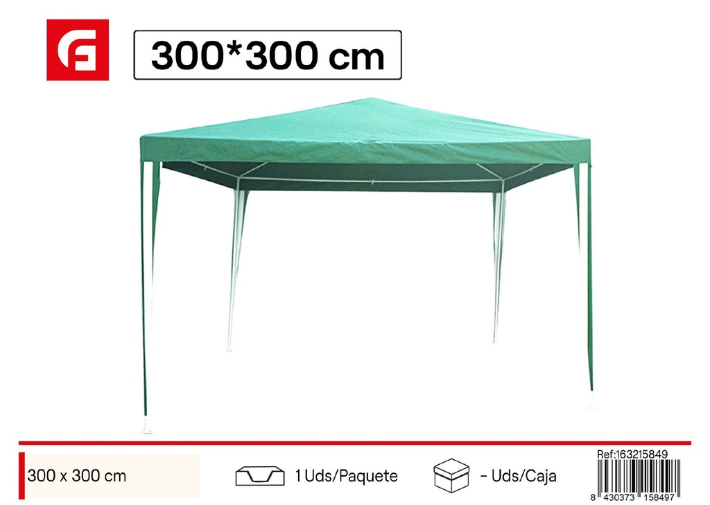 Cenador verde de poliéster 300x300 cm - Accesorios de verano