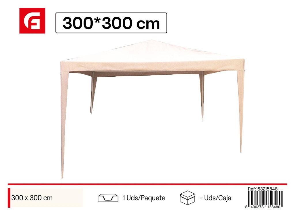 Cenador beige de poliéster 300x300 cm - Accesorios de verano