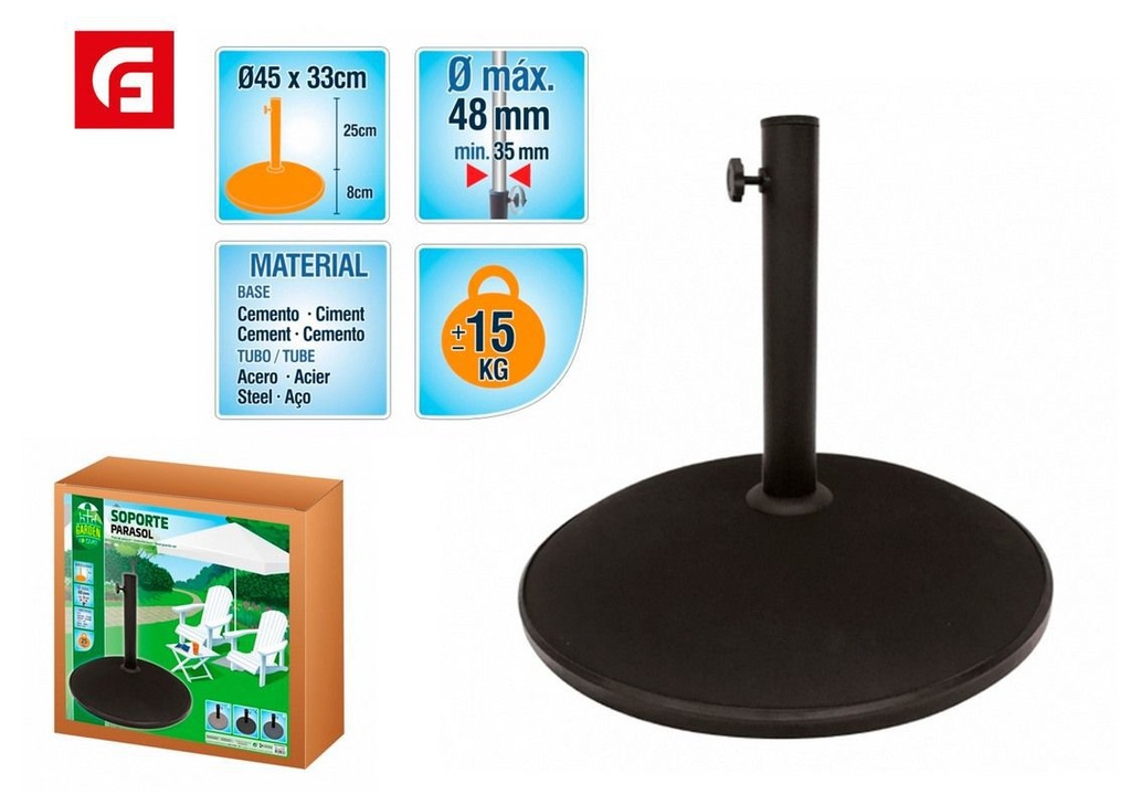 Soporte de parasol de cemento D45*33 cm - Estabilidad para tu sombrilla