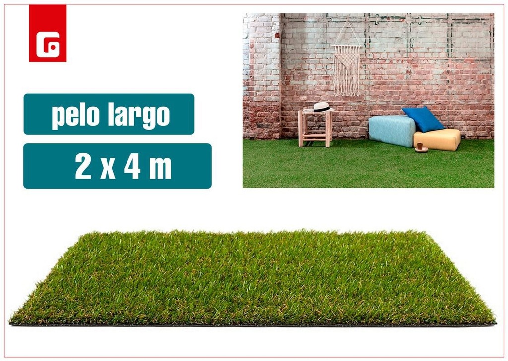 Césped artificial pelo largo 2x4m - Accesorios para jardín