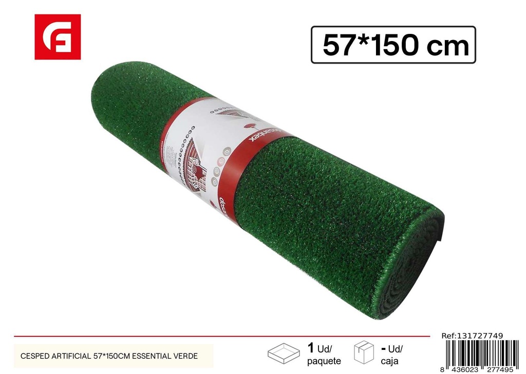 Césped artificial Essential verde 57 x 150 cm - Pasto sintético para jardín  