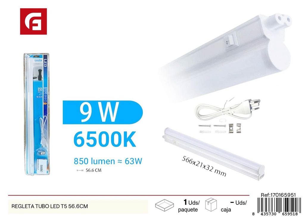 Regleta tubo LED T5 56.6cm - Iluminación