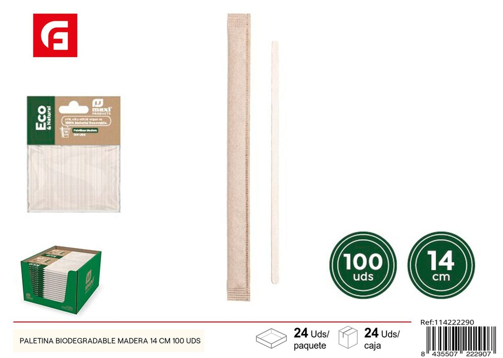 Pincel biodegradable de madera 14 cm - Utensilios ecológicos y de limpieza