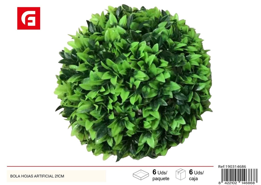 Bola de hojas artificial 21 cm - Decoración y jardinería