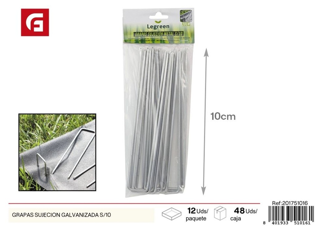 Grampas de sujeción galvanizada 10 unidades - Jardinero