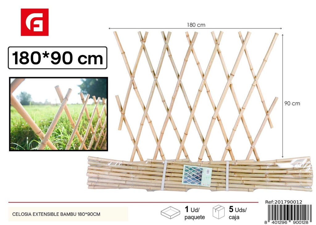 Celosía extensible de bambú 180x90 cm - Privacidad y estilo en tu jardín