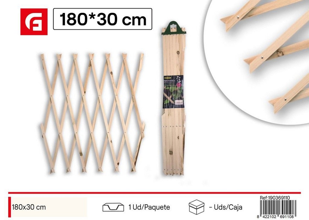 Celosía de madera natural 180 x 30 cm - Jardín y cercas