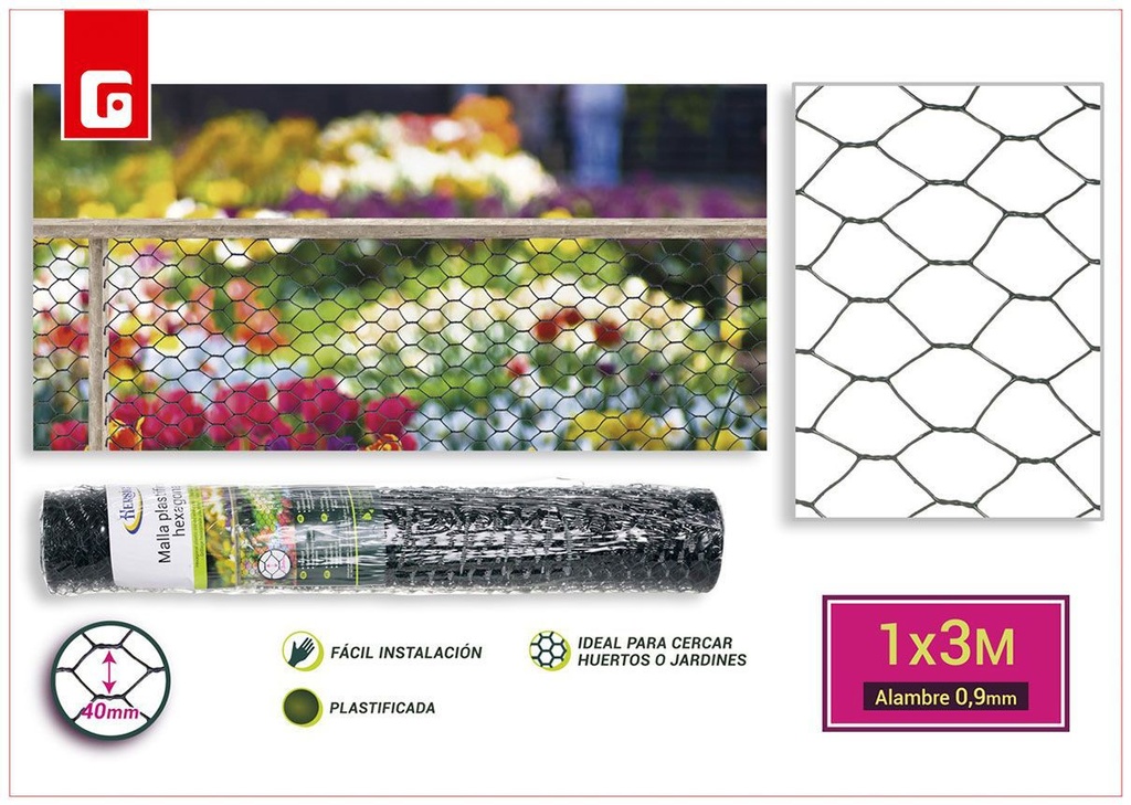 Malla metálica hexagonal plastificada 1*3m - Accesorios de jardín y mallas de sombra