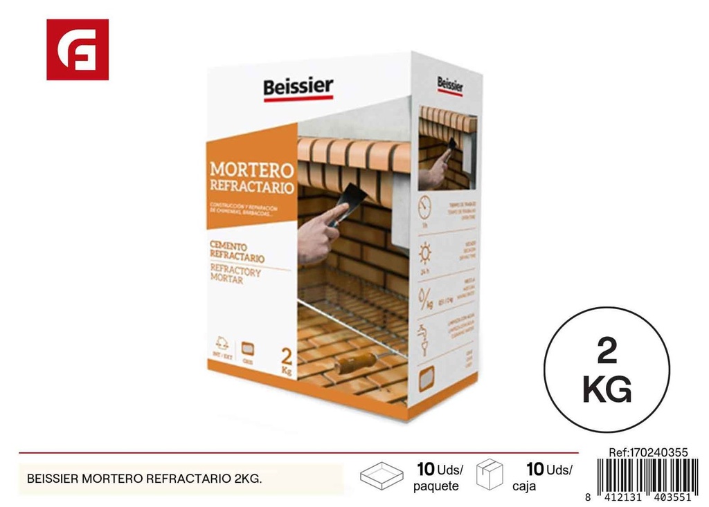 Mortero refractario Beissier 2 kg - Materiales para construcción y reparación
