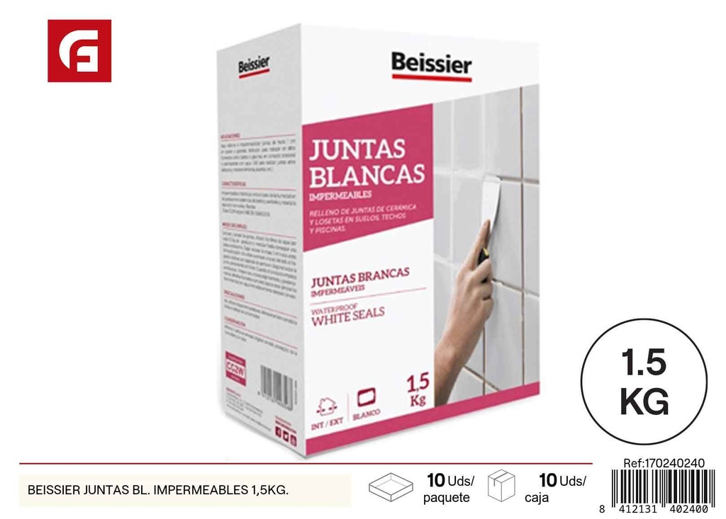 Beissier juntas blancas impermeables 1.5 kg - Solución para juntas