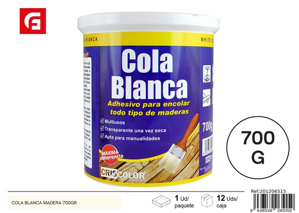 Cola blanca para madera 700g - Adhesivos y productos de ferretería