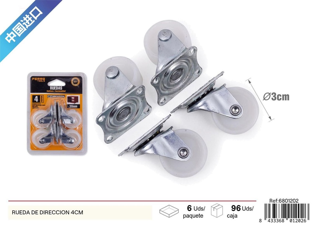 Rueda de dirección 4cm - Ruedas y accesorios para muebles