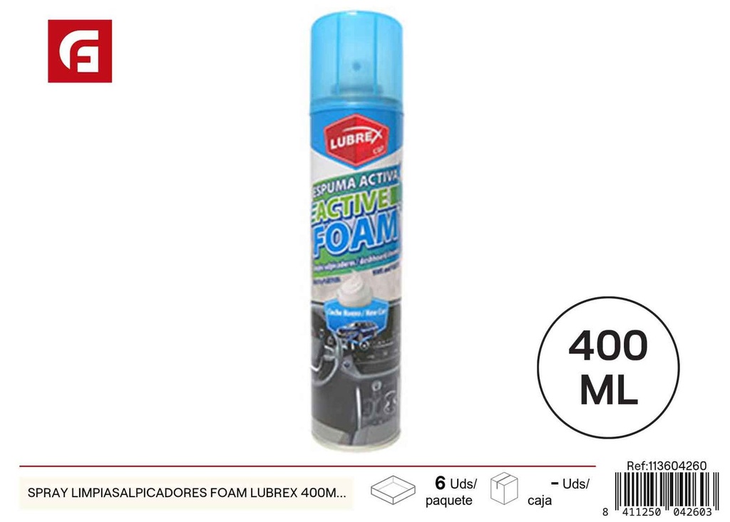 Spray limpia salpicadores foam Lubrex 400ml new car - Productos de limpieza de coche