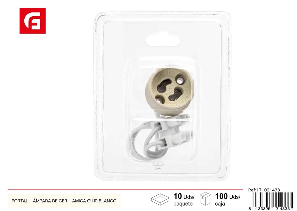 Portalámpara de cerámica GU10 blanco - Soporte para bombillas