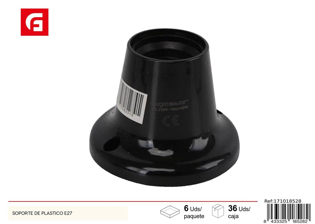 Soporte de Plástico E27 - Suministros Eléctricos y Portalámparas
