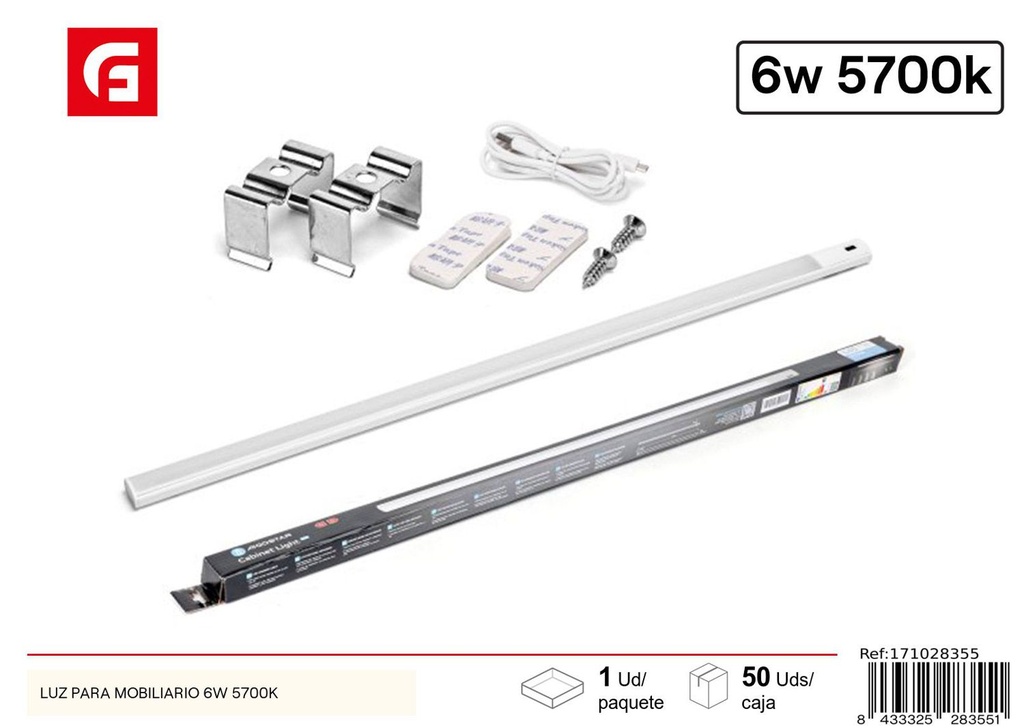 Lámpara LED USB para Armarios 6W 5700K - Iluminación y Tubos de Luz