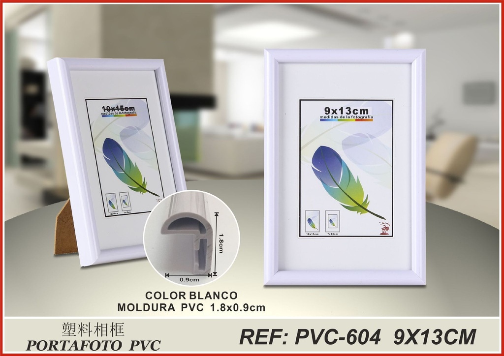 Portafoto blanco PVC-604 9x13 cm - Marco de fotos