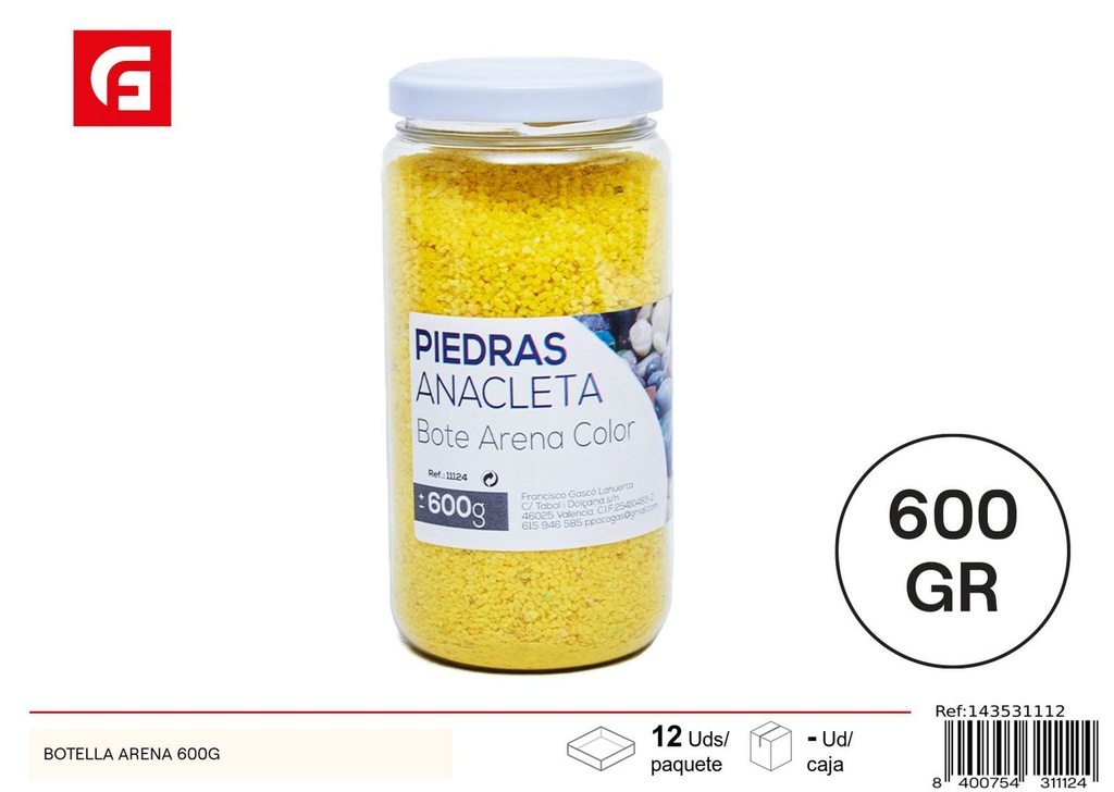 Botella de Arena 600g - Decoración del Hogar y Piedras Decorativas