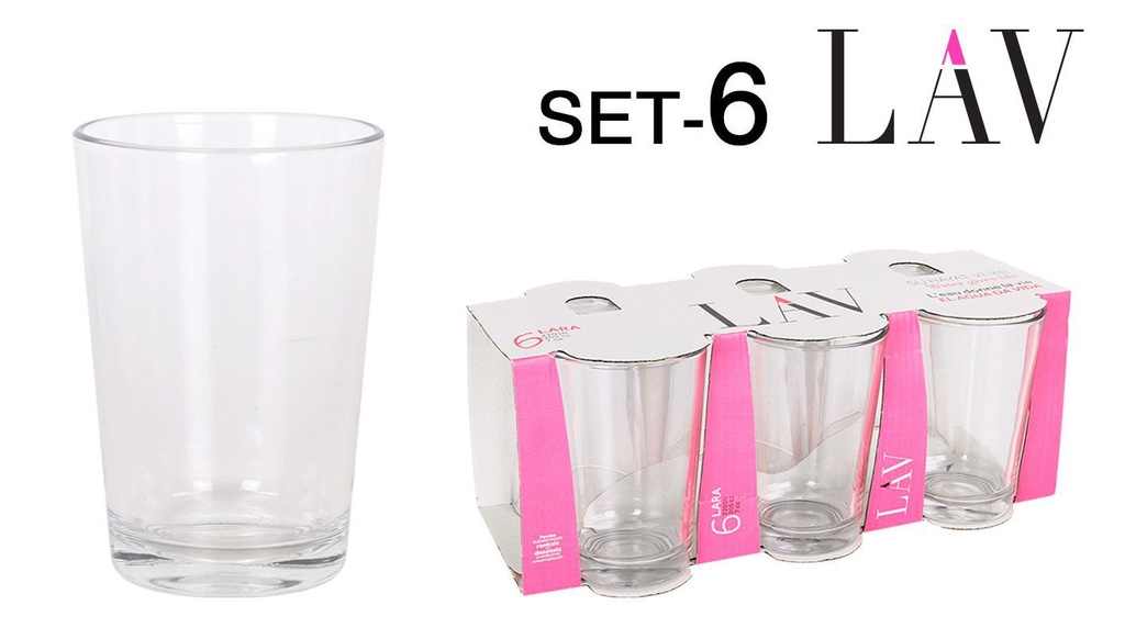 Set de 6 vasos de agua Lara 205 cc - Vasos de vidrio