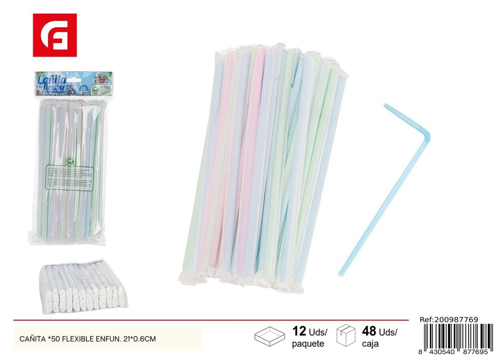 Cañita flexible enfundada *50 21x0.6cm - Utensilios desechables y fiesta